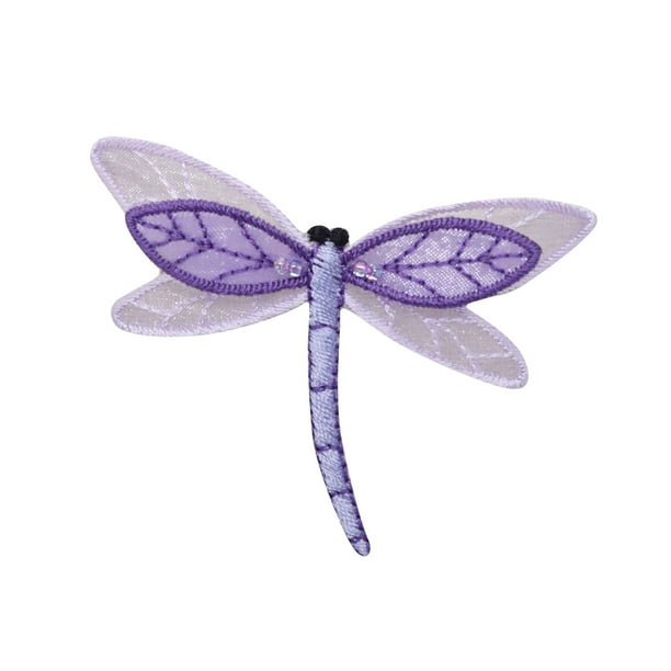 2X1.5/" Dragonfly IRON ON PATCH Sew On Patch embroidery badge light blue yellow